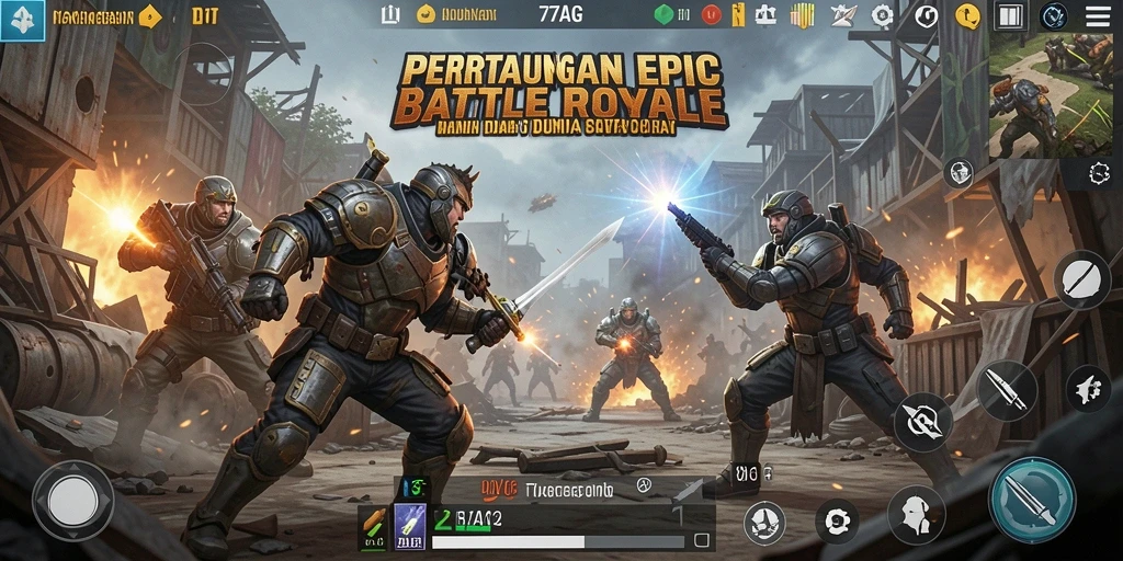 Gameplay seru dan mendebarkan di 77AG Battle Royale.