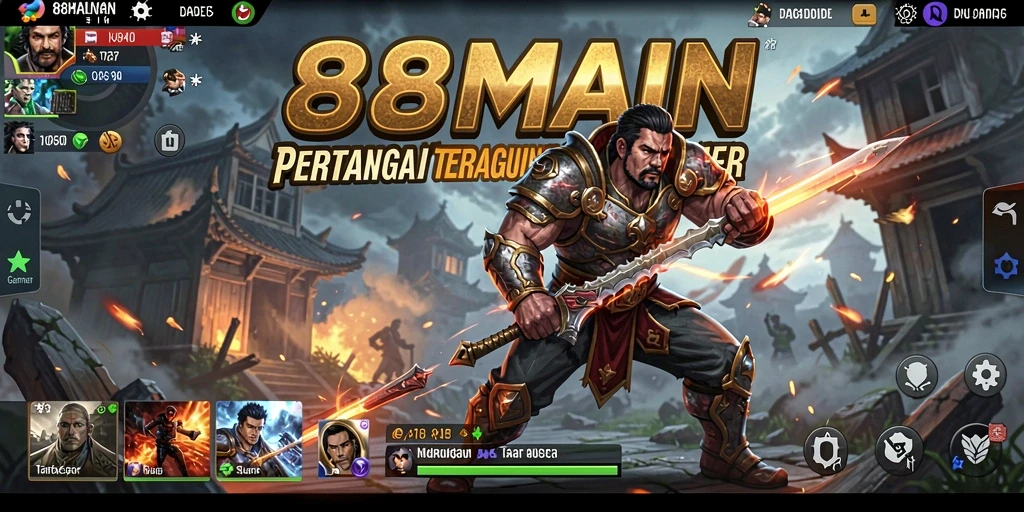 Screenshot utama 88MAIN menampilkan pertarungan intens antara karakter-karakter kuat.