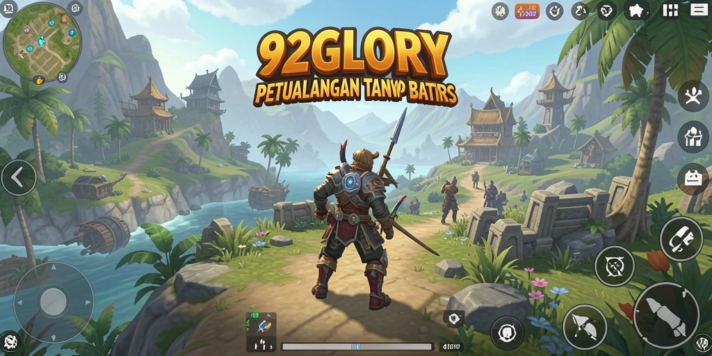 Screenshot dari gameplay 92GLORY yang menampilkan eksplorasi terbuka.