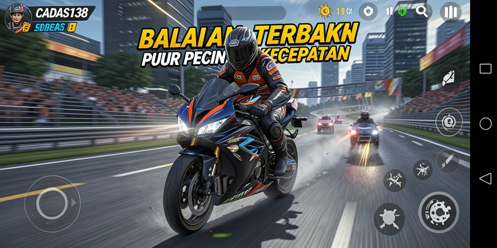 Tampilan utama gameplay seru balapan motor di CADAS138.
