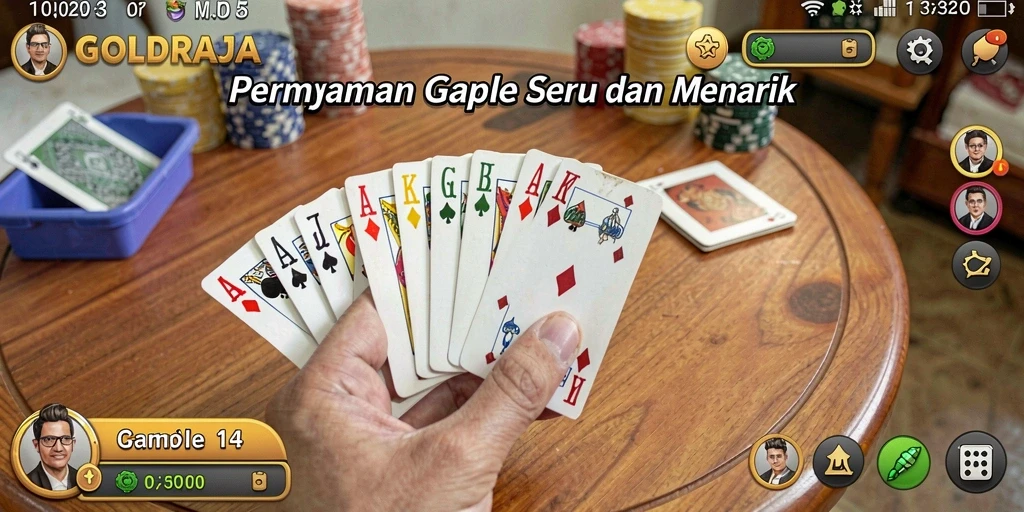 Tampilan gameplay seru game Gaple GOLDRAJA.
