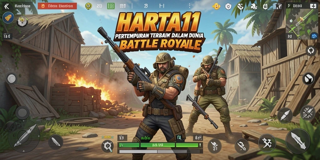 Tampilan gameplay HARTA11 dalam pertempuran Battle Royale yang epik.
