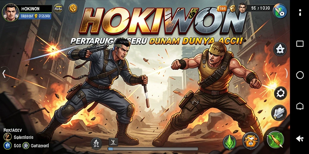 Screenshot gameplay HOKIWON menampilkan aksi pertarungan yang mendebarkan.