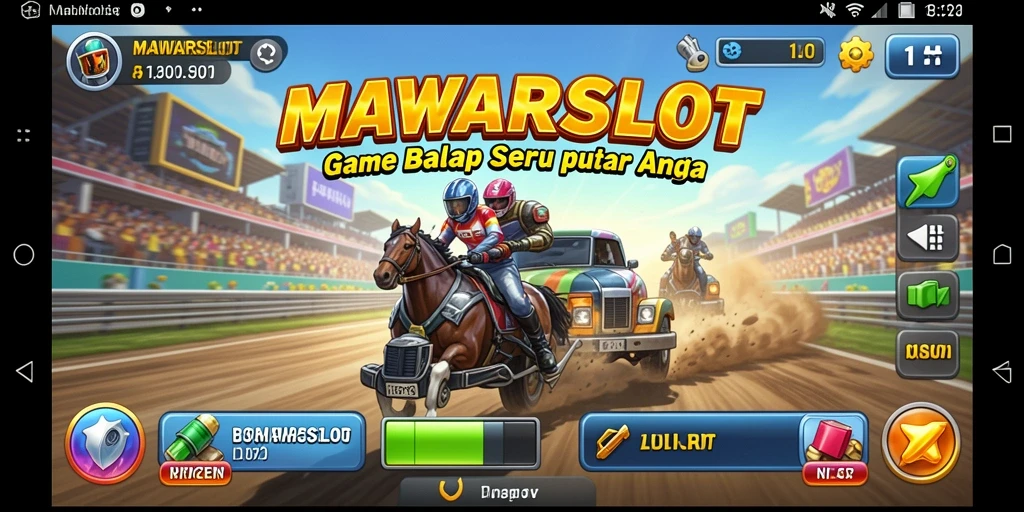 Gameplay seru dari MAWARSLOT yang menampilkan balapan mendebarkan.