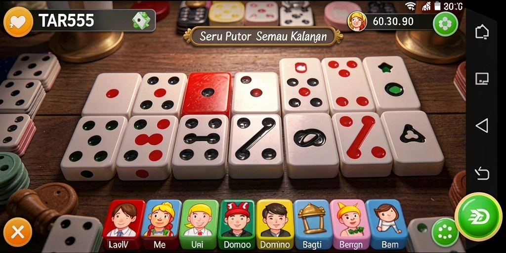 Tampilan gameplay domino yang seru dan menarik dalam TAR555.