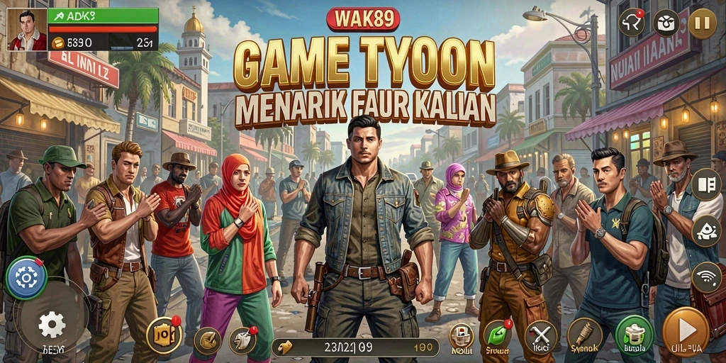 Tampilan gameplay menarik dari WAK89 dengan elemen Tycoon yang seru.