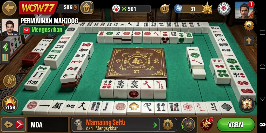 Screenshot utama WOW77 menampilkan gameplay Mahjong yang dinamis dan menarik.