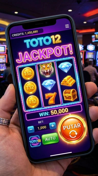 Screenshot aplikasi toto12 saat pengguna menjelajahi katalog aplikasi.